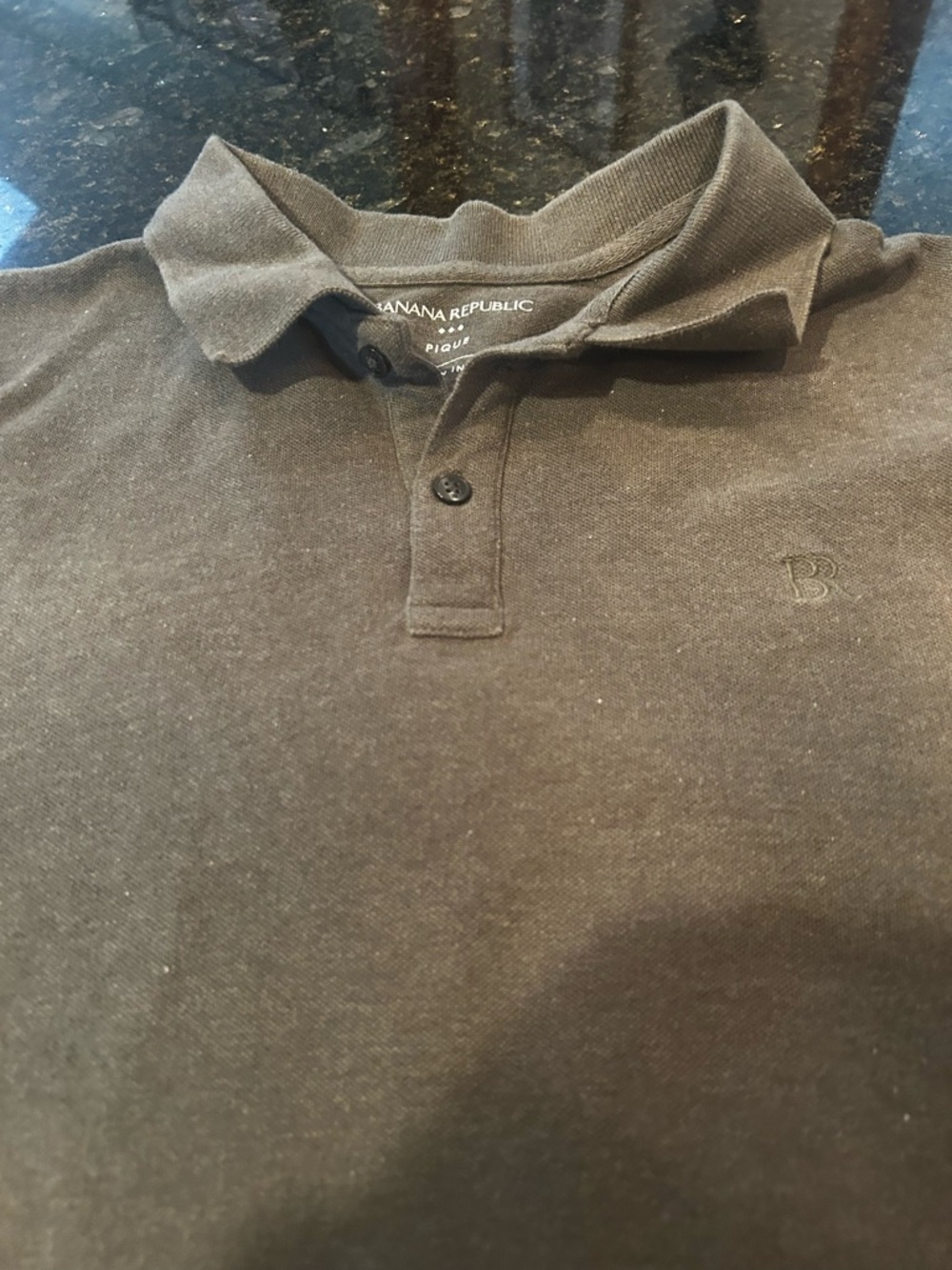 Banana Republic Pique Men's Dark Grey Polo with Subtle Logo